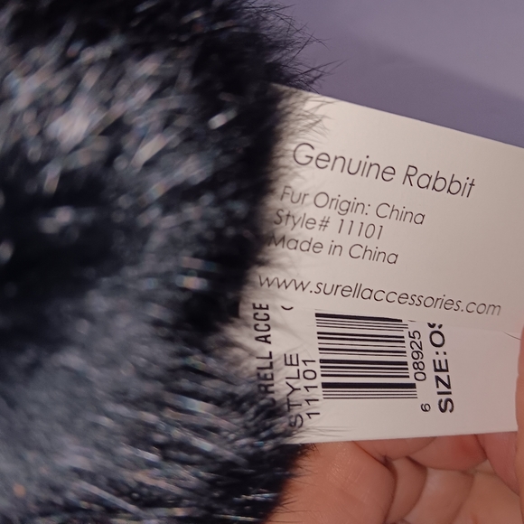 Genuine Rabbit Fur Earmuffs,Black - Picture 2 of 4